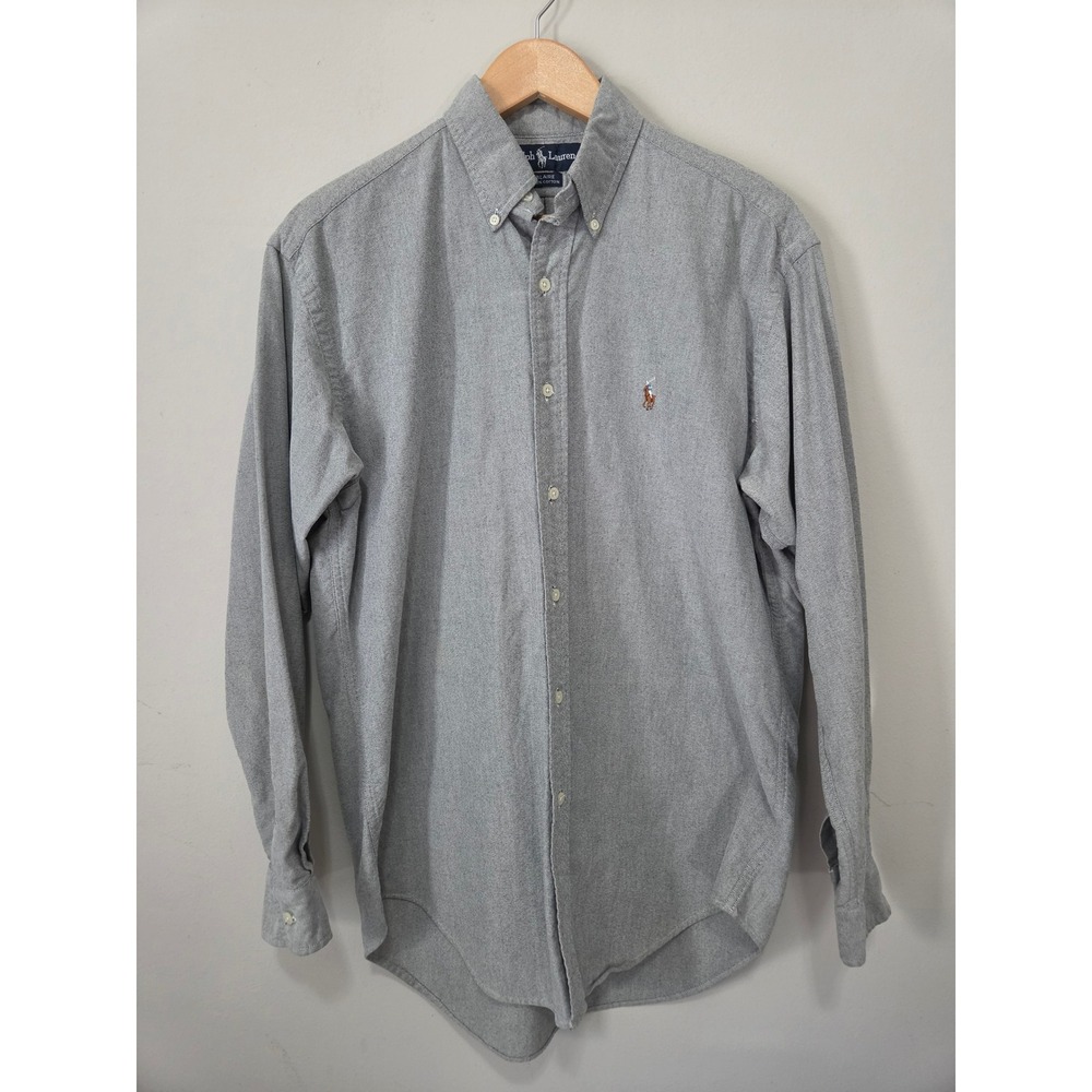 Ralph Lauren Blaire Mens Small Grey Oxford Cotton Button Down Shirt Long Sleeve
